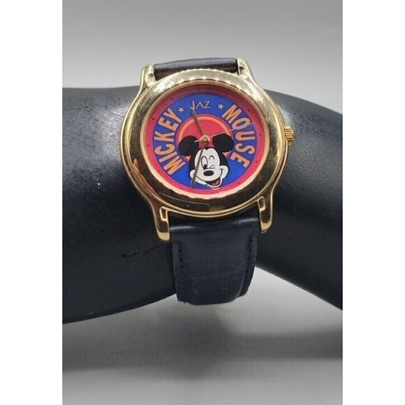 Vintage Disney Mickey Mouse Jaz Watch Rare y121x055 35mm 7" Blue Leather Band - Picture 5 of 16